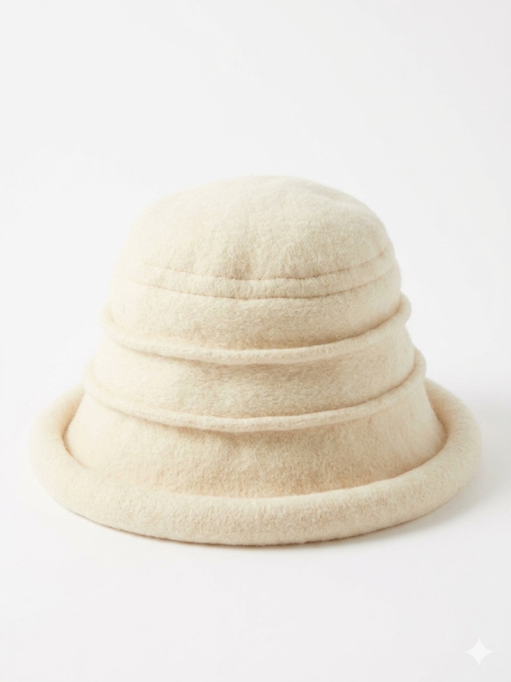 Scala Cream Wool Rolled-Brim Cloche Hat